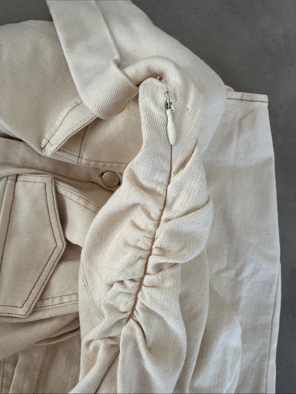 Zara Denim Midi Dress Cream Ivory Size Large NWT - Picture 9 of 11